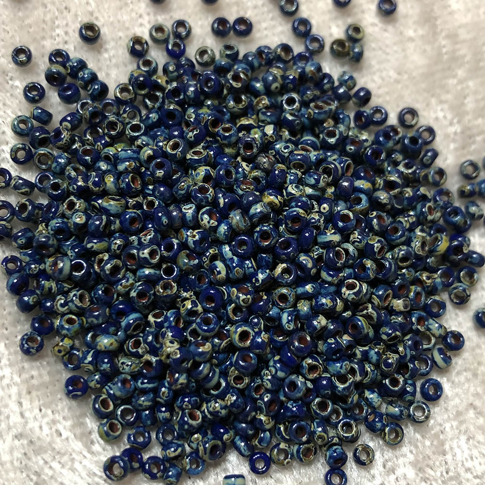 11/0 Opaque Picasso Cobalt 4518 Japanese Seed Beads