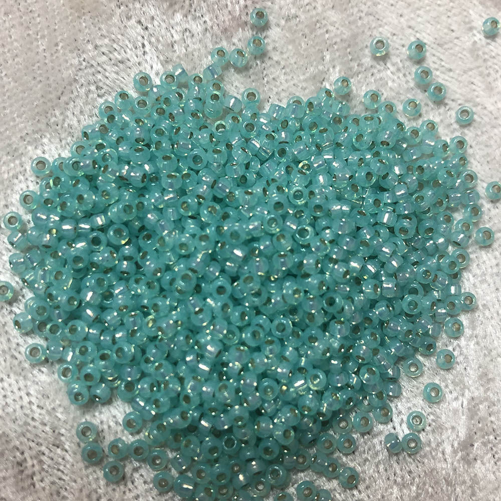 11/0 Gold Lined Waxy Light Aqua Green 571 Japanese Seed Beads