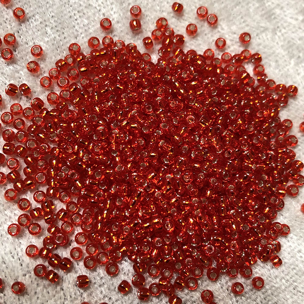 11/0 Silver Lined Flame Red 10 Japanese Seed Beads