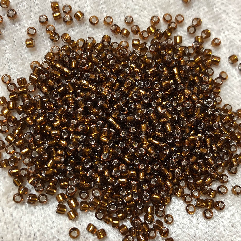 11/0 Transparent Silver Lined Dark Gold 5 Japanese Seed Beads