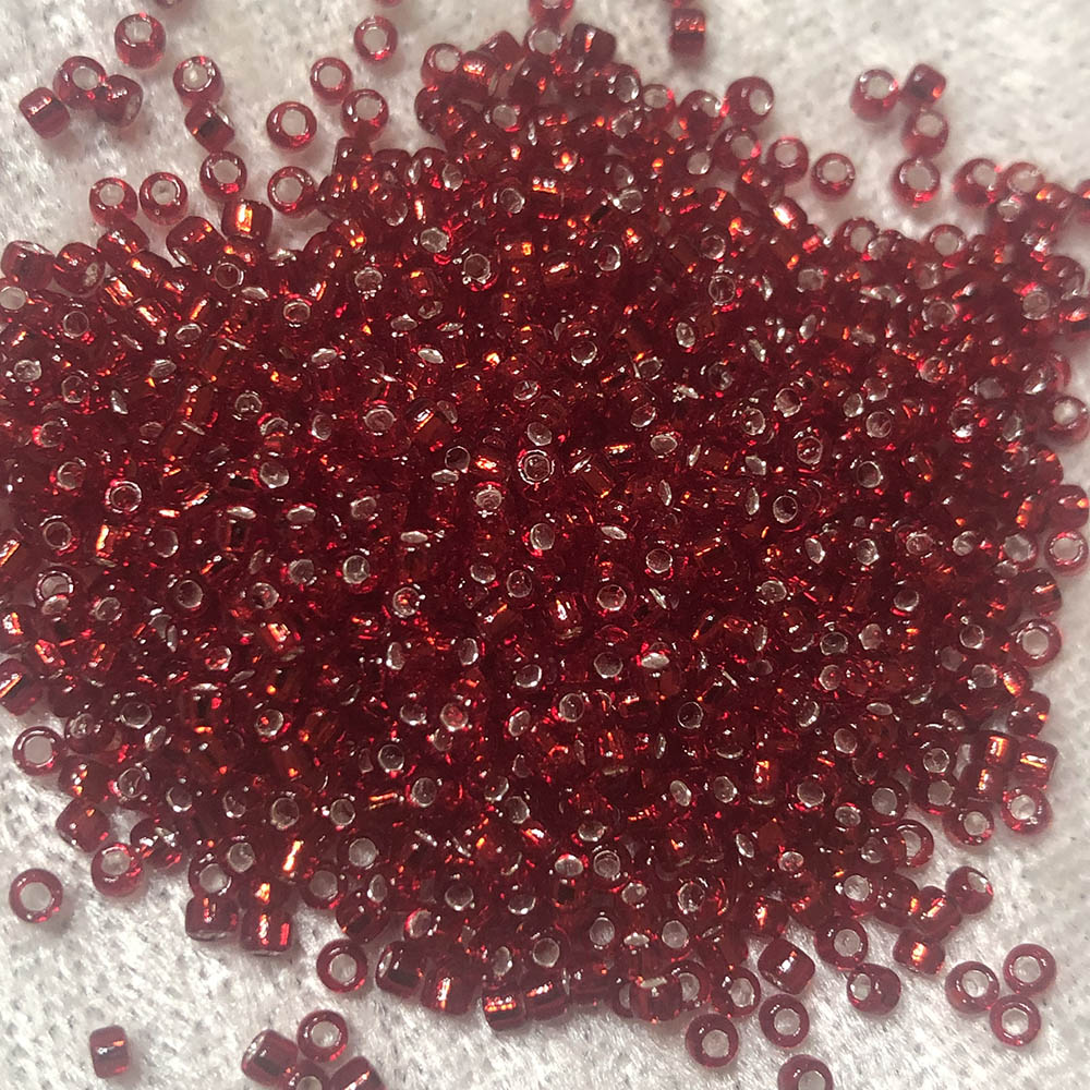 11/0 Transparent Dark Red Silver Lined 11A Japanese Seed Beads