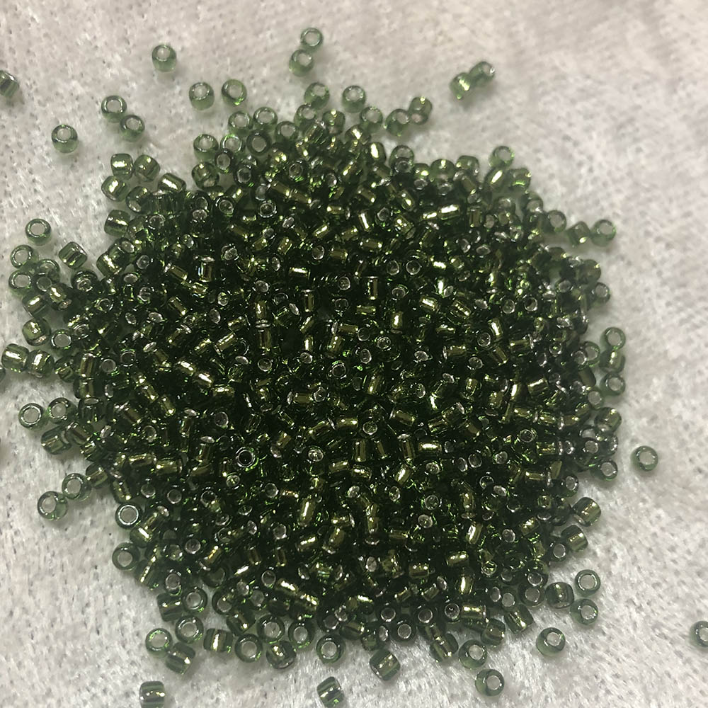 11/0 Transparent Silverlined Olive Green 15 Japanese Seed Beads