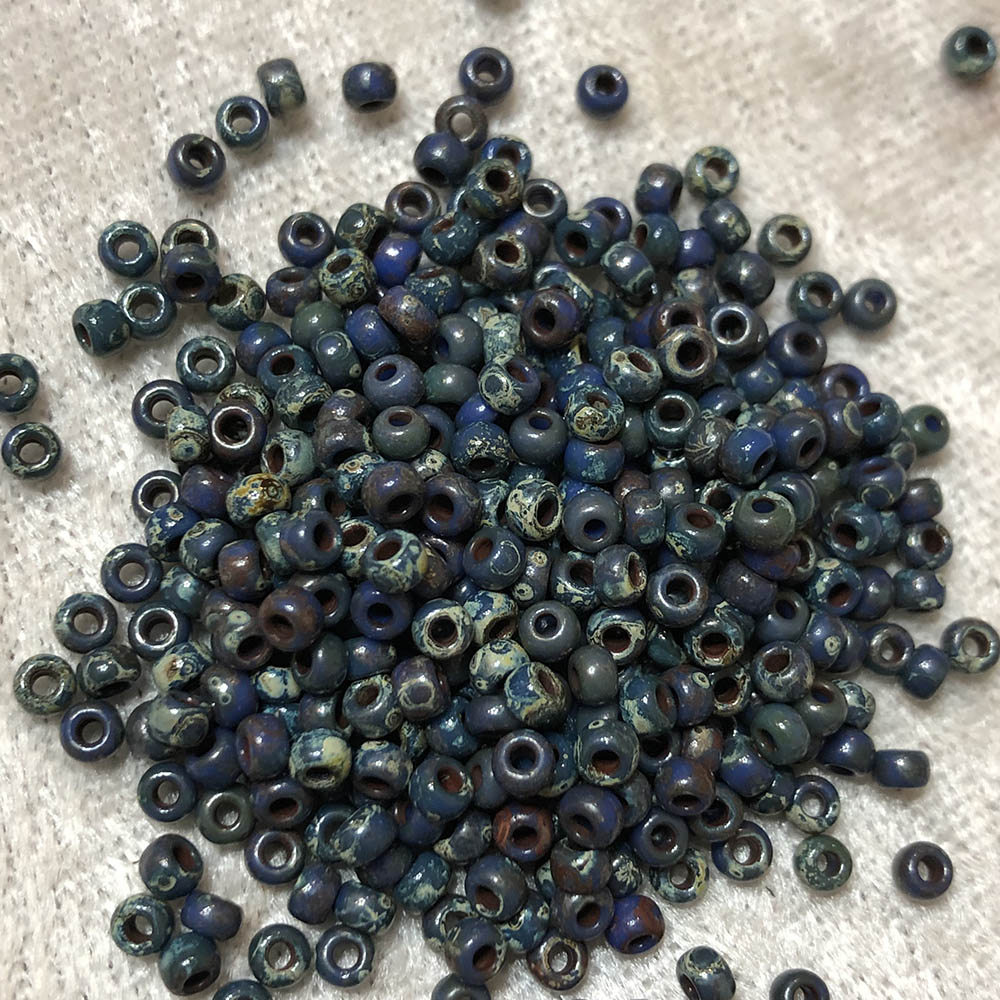 8/0 Opaque Denim Blue Picasso 4516 Japanese Seed Beads