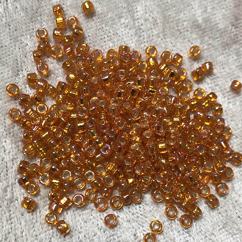 8/0 Silver Lined Orange AB 637A Japanese Seed Beads