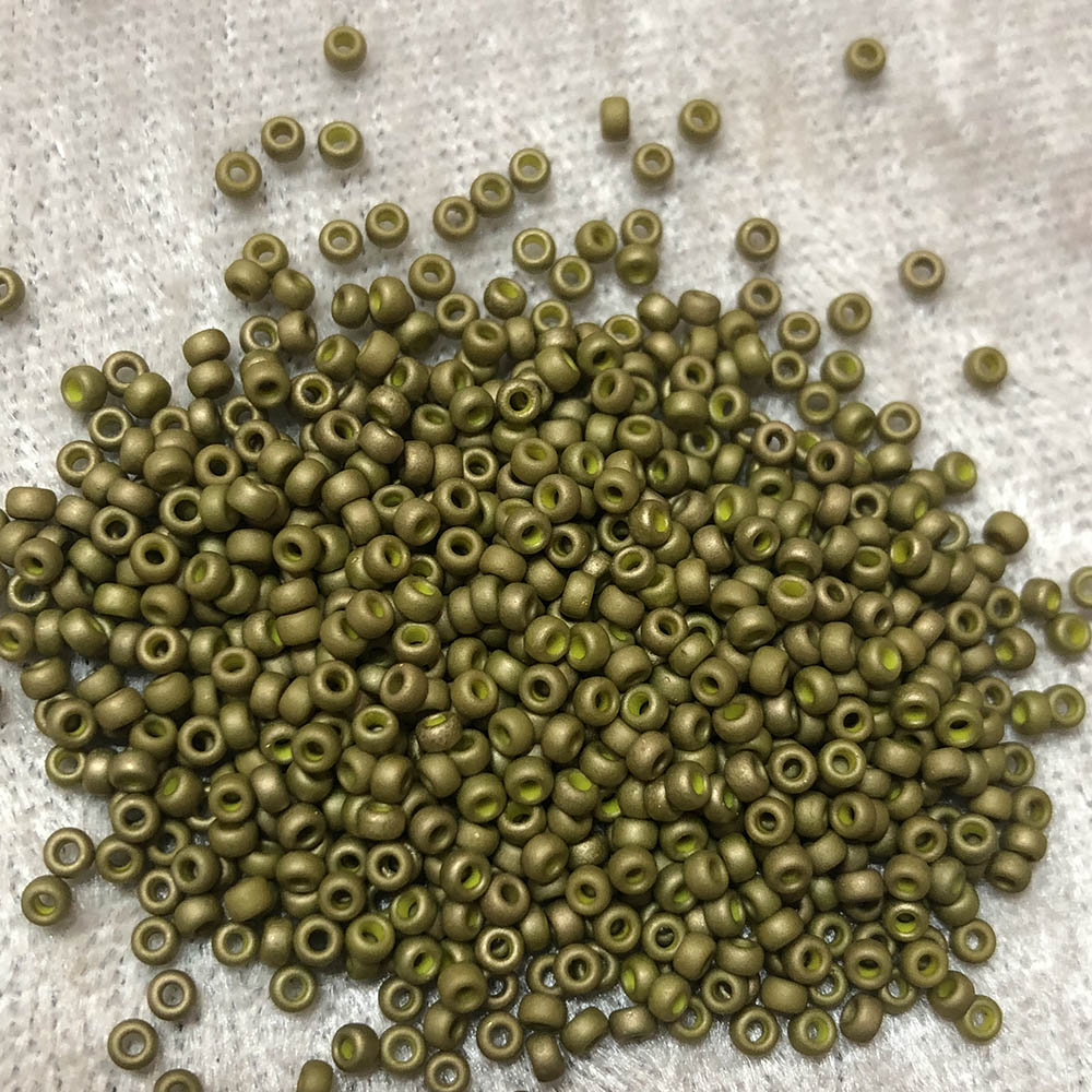 11/0 Frosted Metallic Avocado F463I Japanese Seed Beads