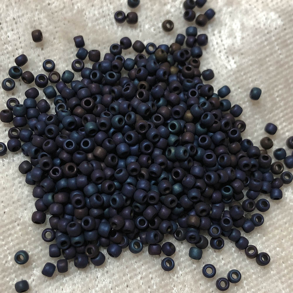 11/0 Frosted Metallic Dark Blue Iris F452 Japanese Seed Beads