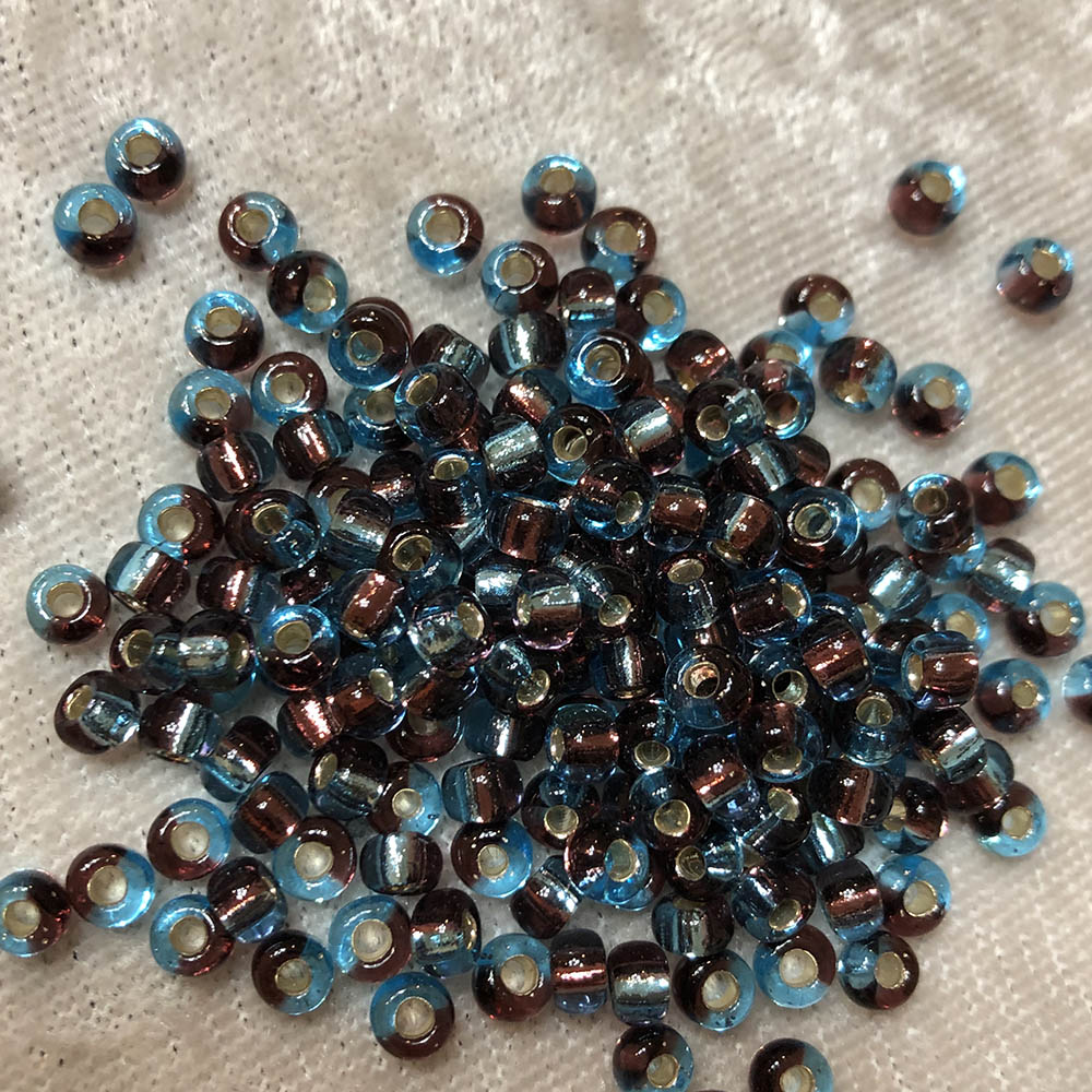 6/0 Bi Color Silver Lined Amethyst Aqua 877 Japanese Seed Beads