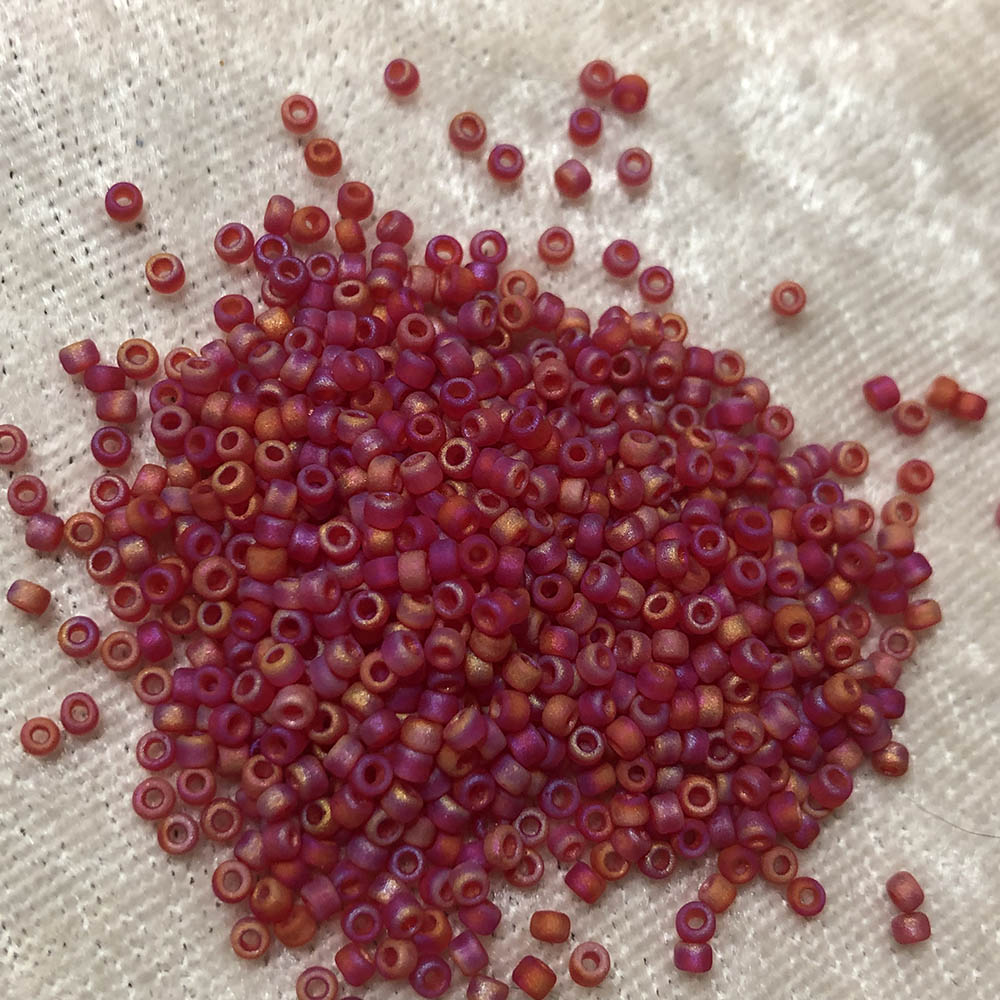 11/0 Frosted Iridescent Ruby Red F254 Japanese Seed Beads