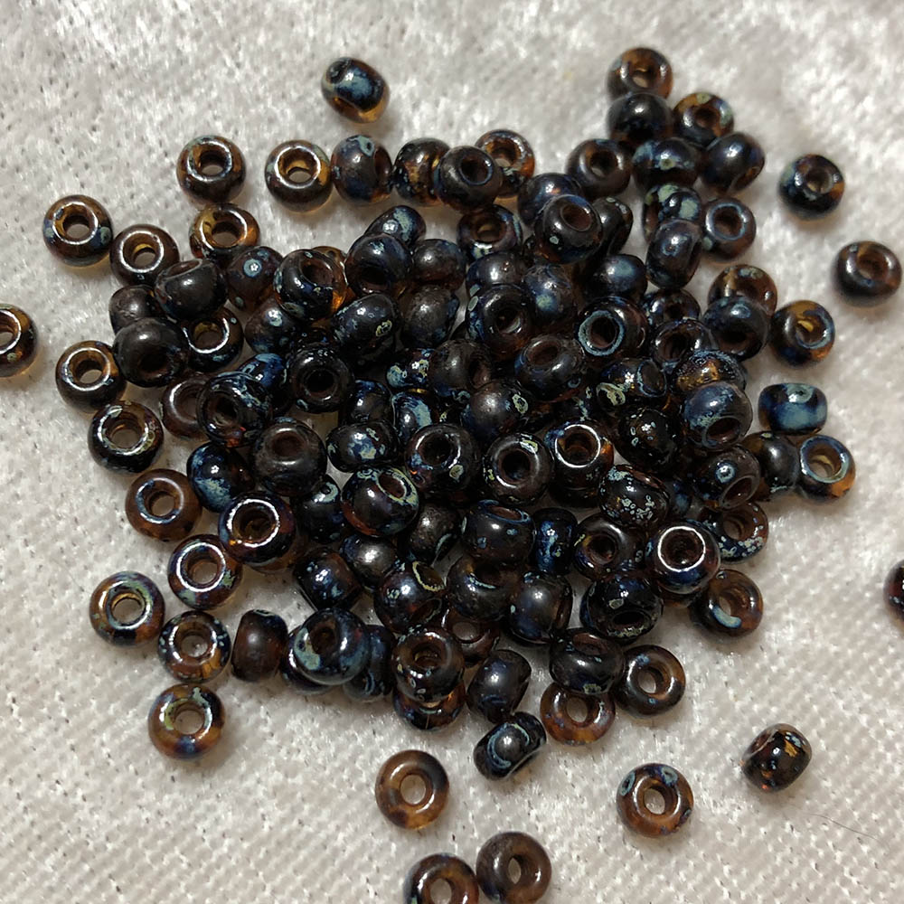 6/0 Transparent Dark Topaz Picasso 4502 Japanese Seed Beads