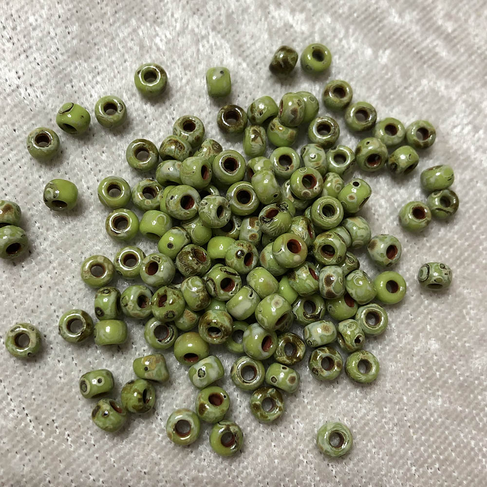 6/0 Opaque Chartreuse Picasso 4515 Japanese Seed Beads