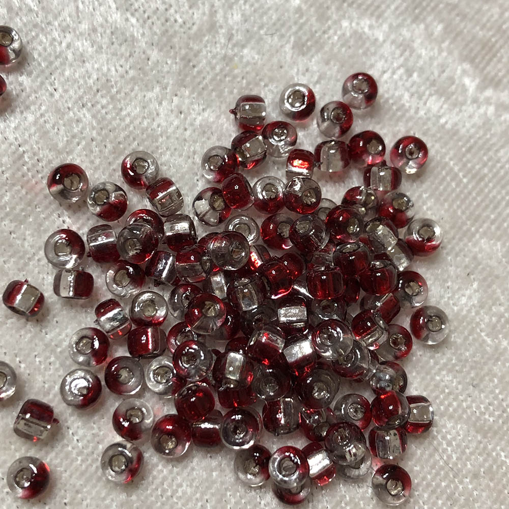 6/0 Bi-Color Red Silver 865 Japanese Seed Beads