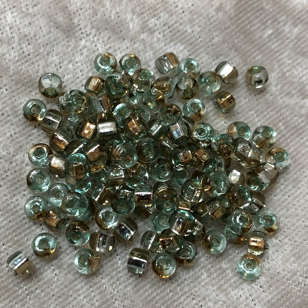 6/0 Bi Color Silver and Gold Lined Light Aqua Crystal 861 Japanese Seed Beads