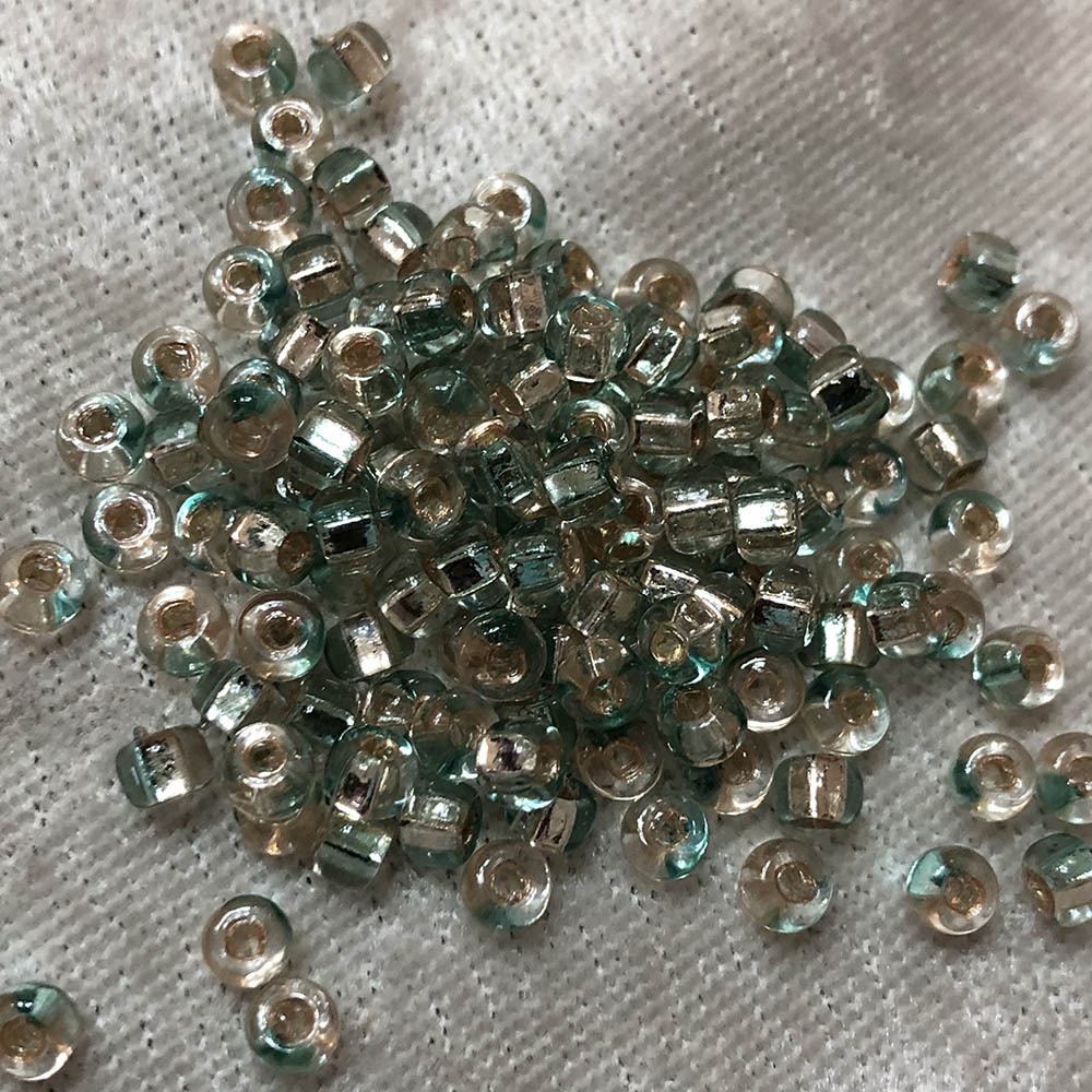 6/0 Bi Color Silver Lined Light Teal and Crystal 856 Japanese Seed Beads