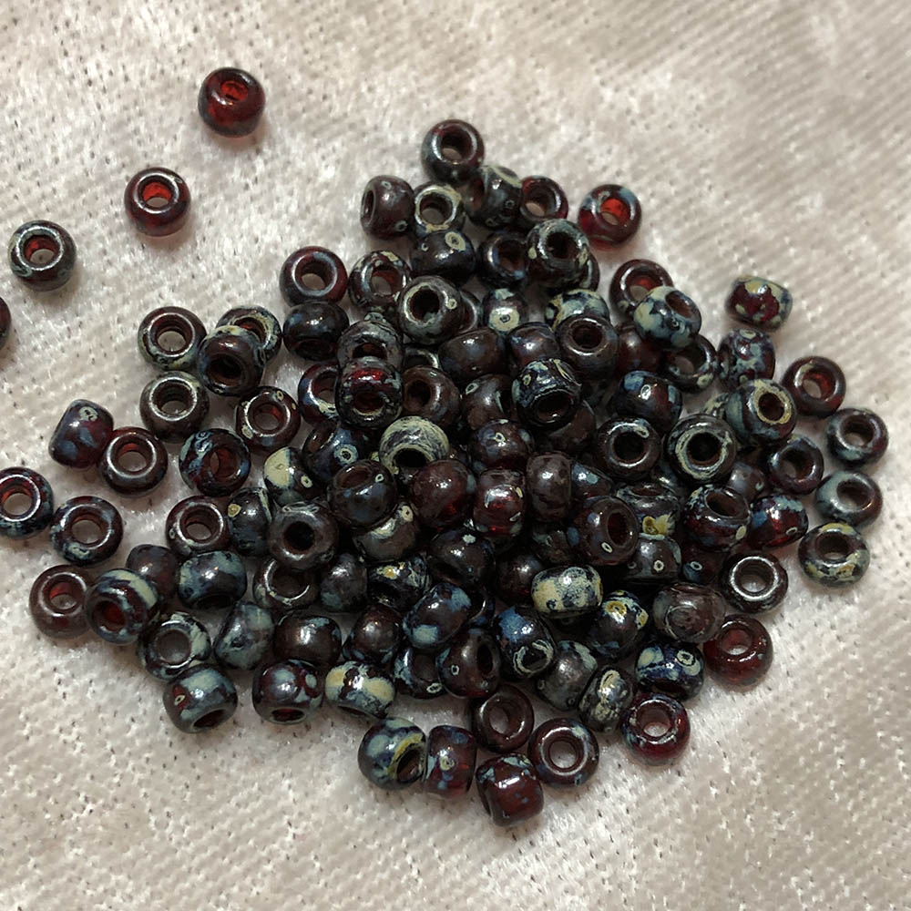 6/0 Transparent Picasso Garnet 4504 Japanese Seed Beads