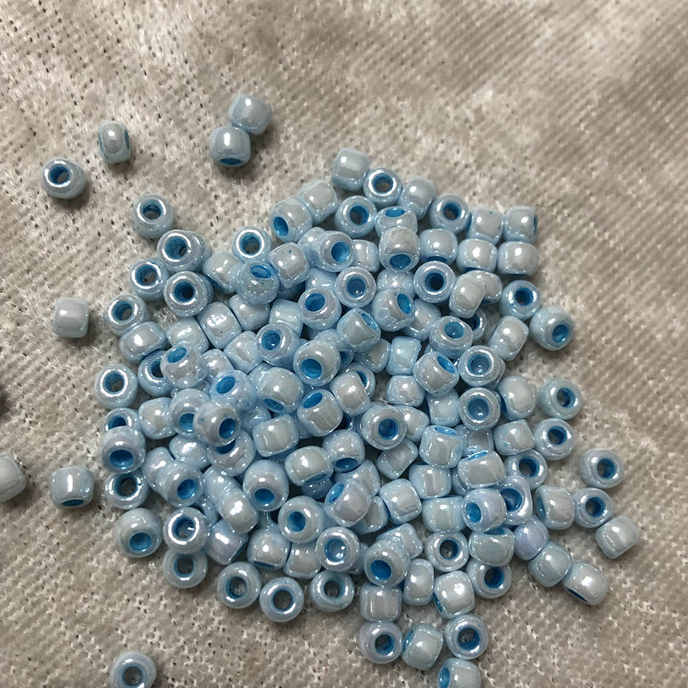 6/0 Aqua Lined White Pearl 430 Japanese Seed Beads