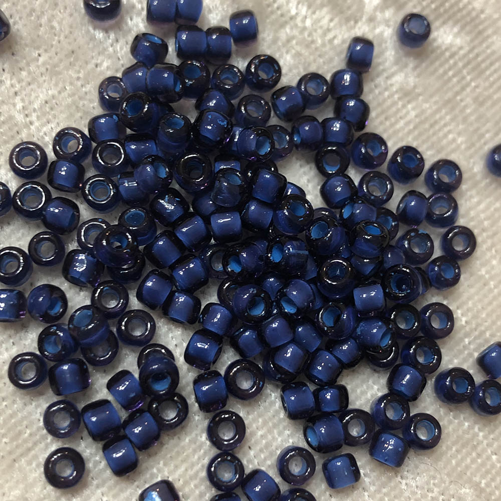 6/0 Colorlined Crystal Navy 399H Japanese Seed Beads