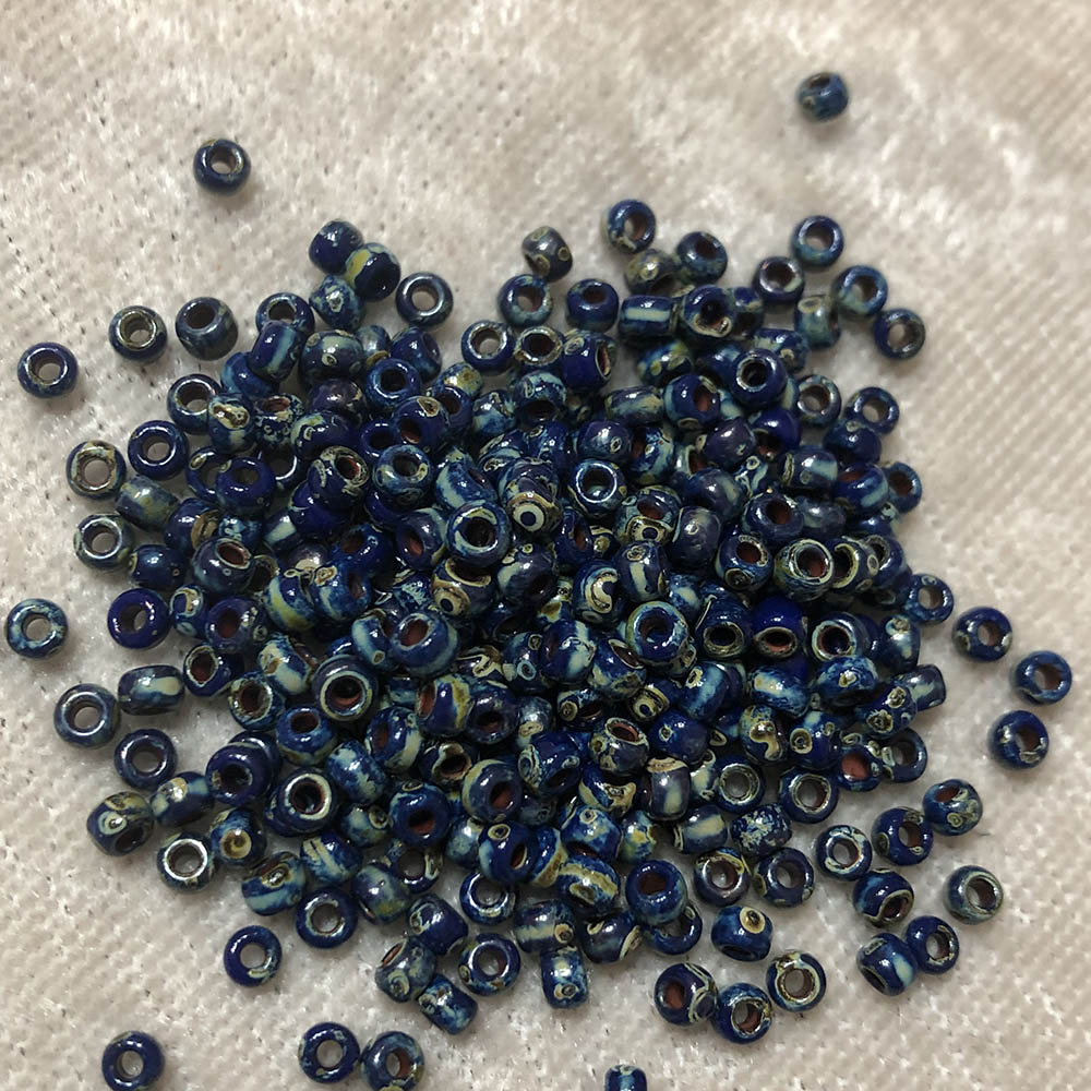 8/0 Opaque Picasso Cobalt 4518 Japanese Seed Beads