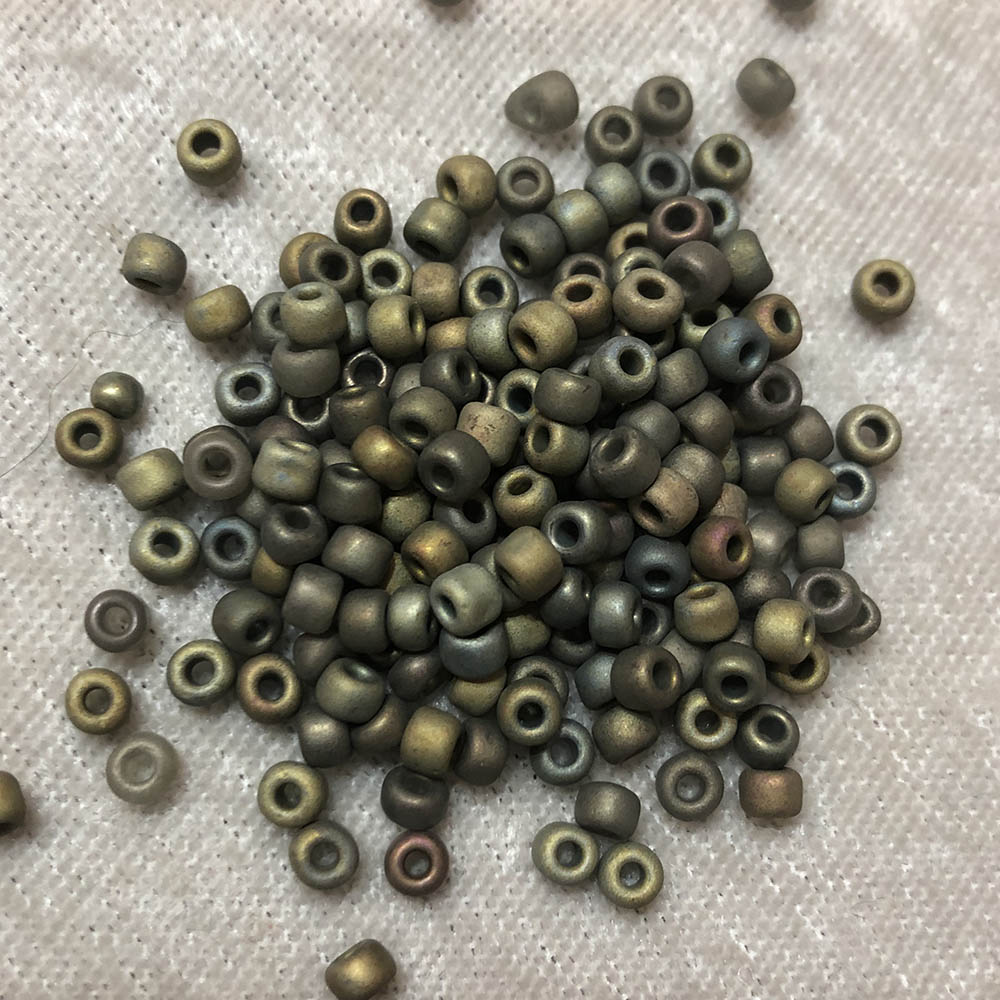 6/0 Frosted Metallic Olive AB F460V Japanese Seed Beads