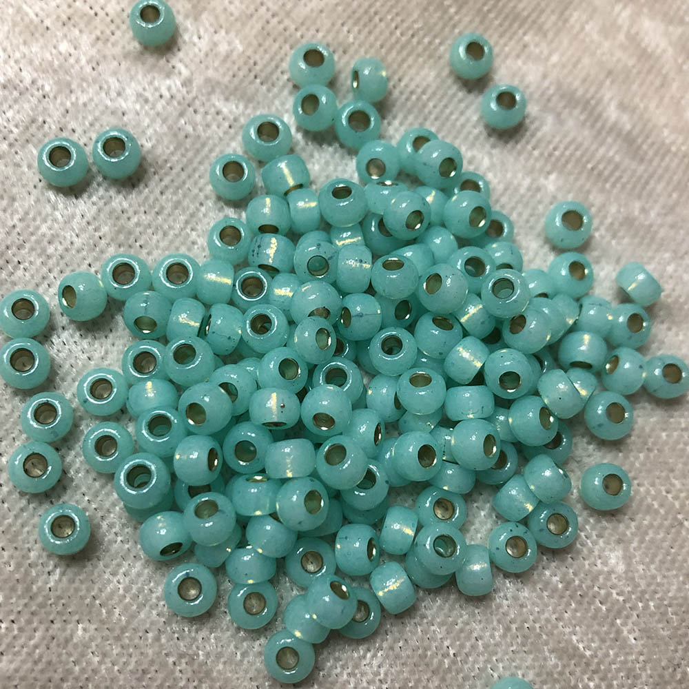 6/0 Gold Lined Waxy Light Aqua Green 571 Japanese Seed Beads