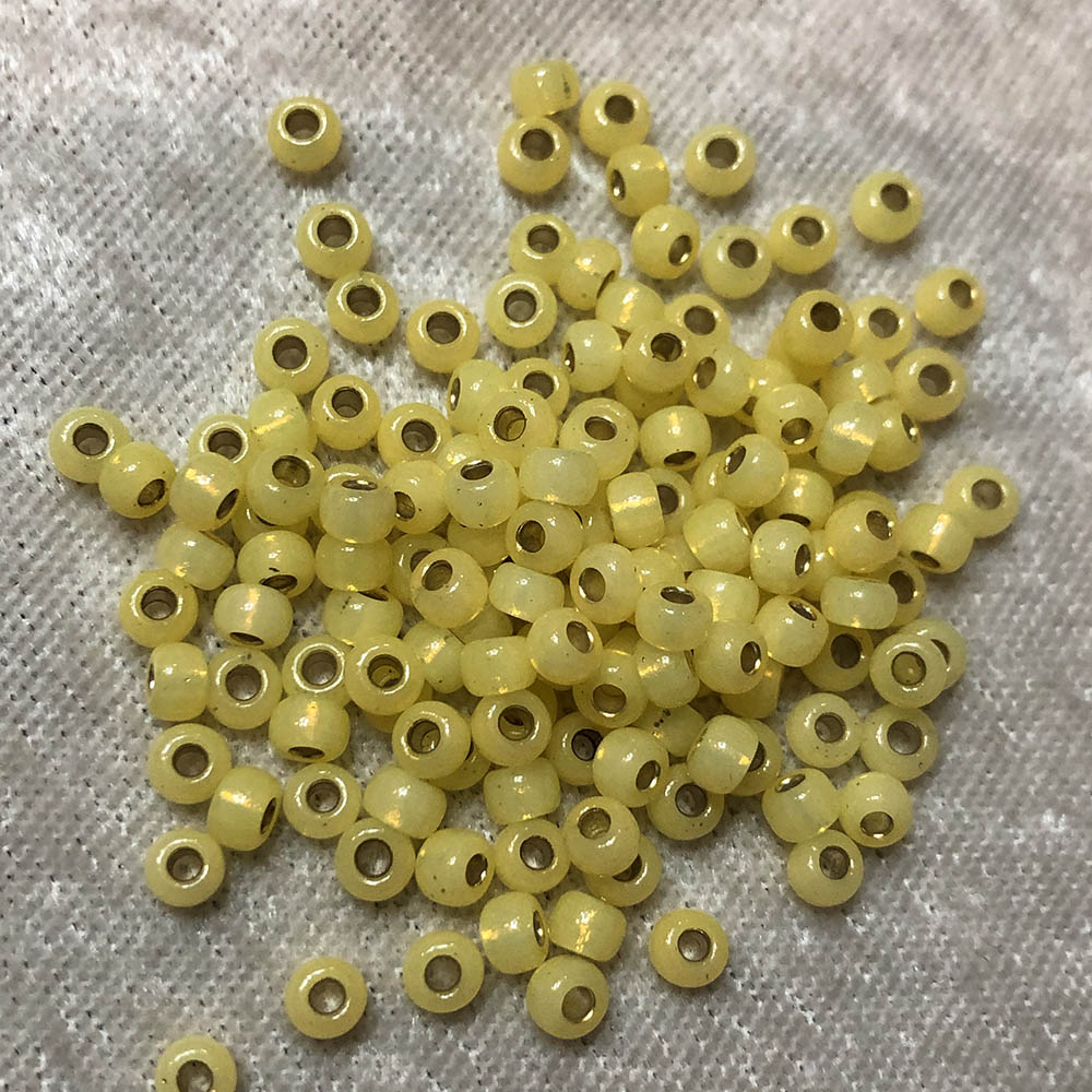 1, 6" Tube 6/0 Gilt Lined Pale Yellow 554 Japanese Seed Beads, 30 grams. 