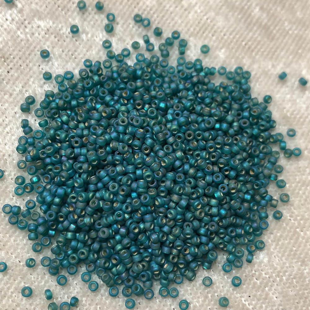 15/0 Silverlined AB Matte Teal F643 Japanese Seed Beads