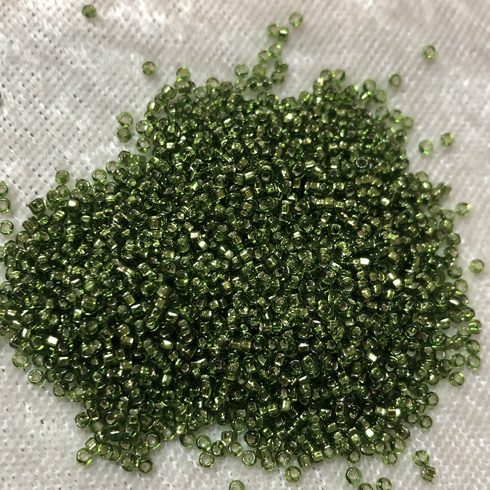 15/0 Transparent Silverlined Olive Green 15 Japanese Seed Beads