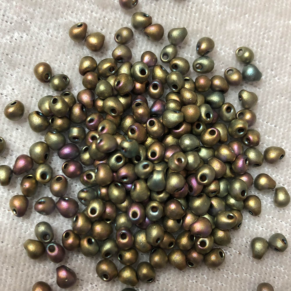 3.4mm Frosted Khaki Iris F463K Japanese Drop Beads