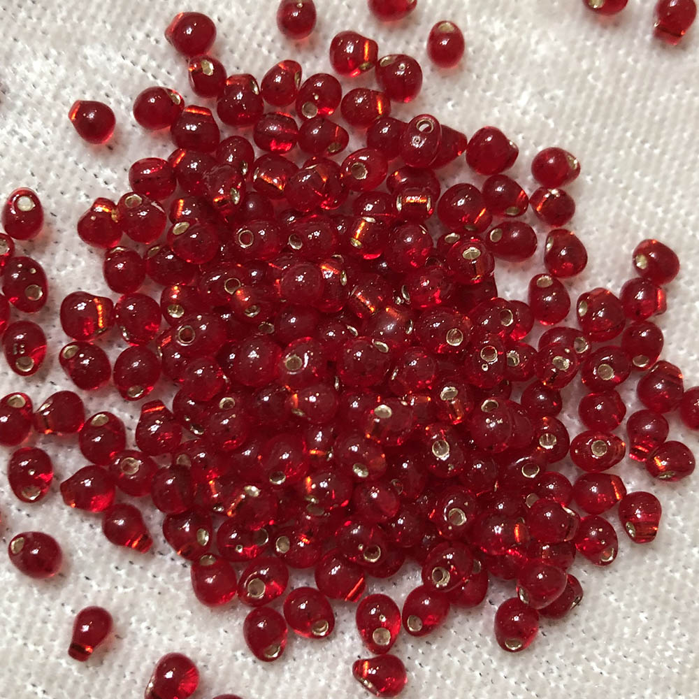 3.4mm Transparent Silverlined True Red 11 Japanese Drop Beads