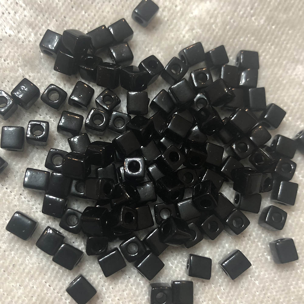 4mm Opaque Black 401 Japanese Cube Beads