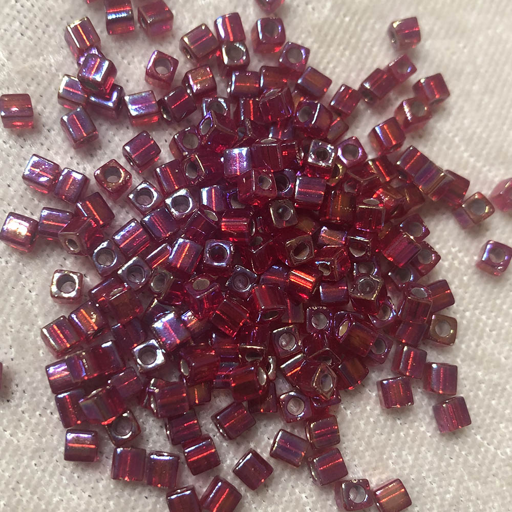 3mm Silver Lined Ruby AB 638 Japanese Cube Beads