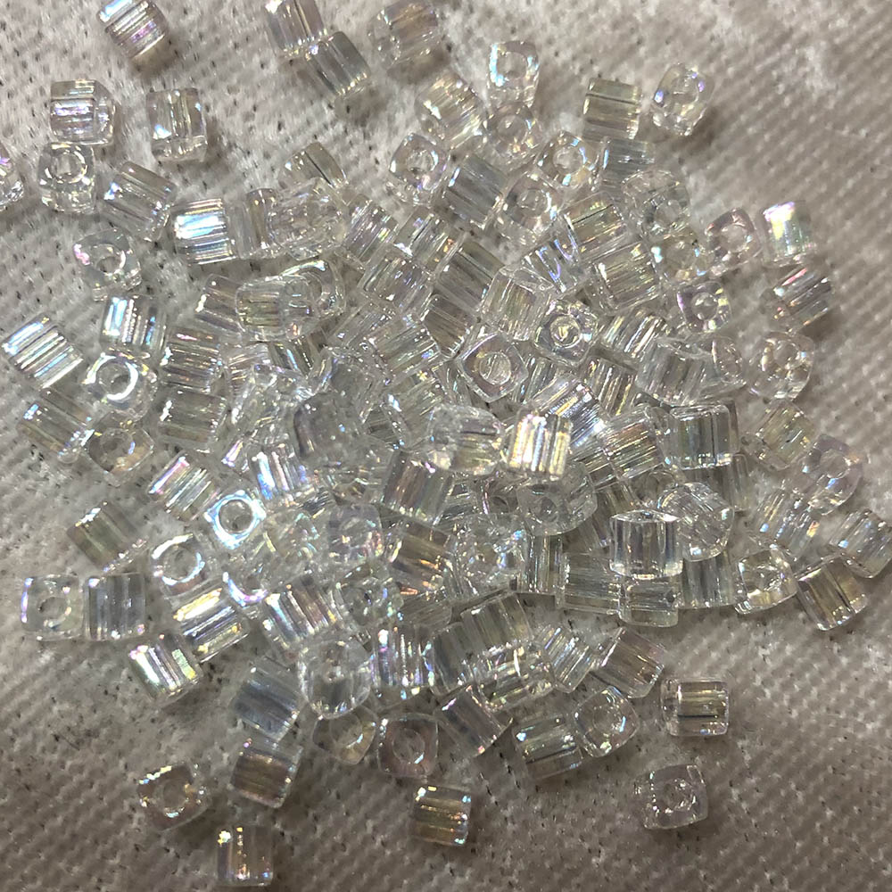 4mm Transparent Crystal AB 250 Japanese Cube Beads