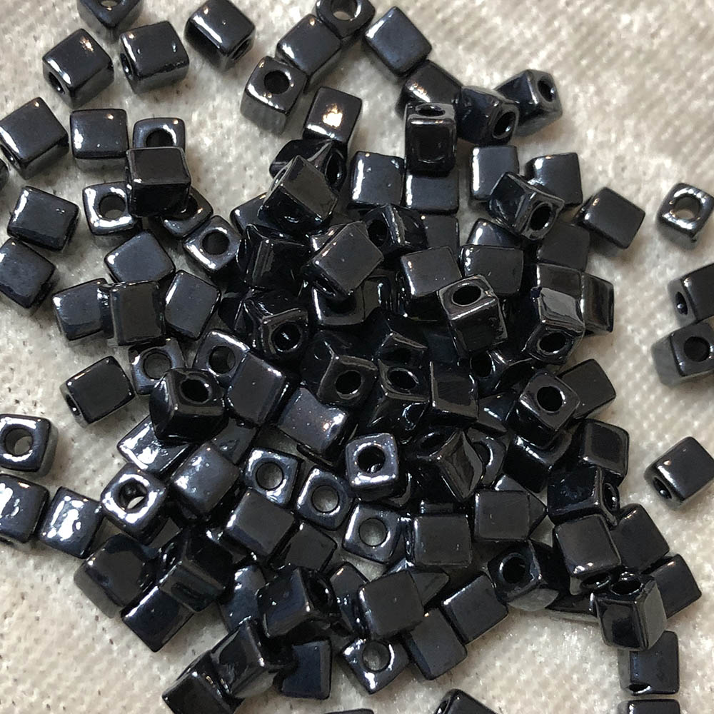 4mm Gunmetal 451 Japanese Cube Beads