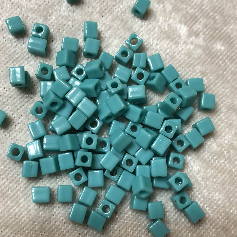 4mm Opaque Turquoise Green 412 Japanese Cube Beads