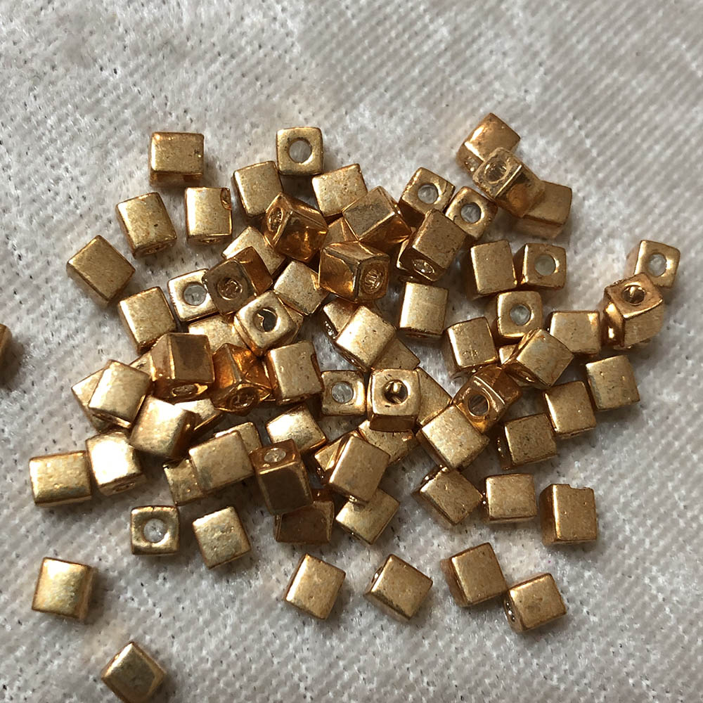 4mm Gold 471 Japanese Cube Beads