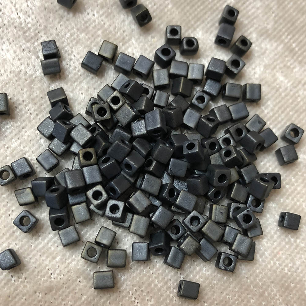 3mm Frosted Gunmetal F451 Japanese Cube Beads