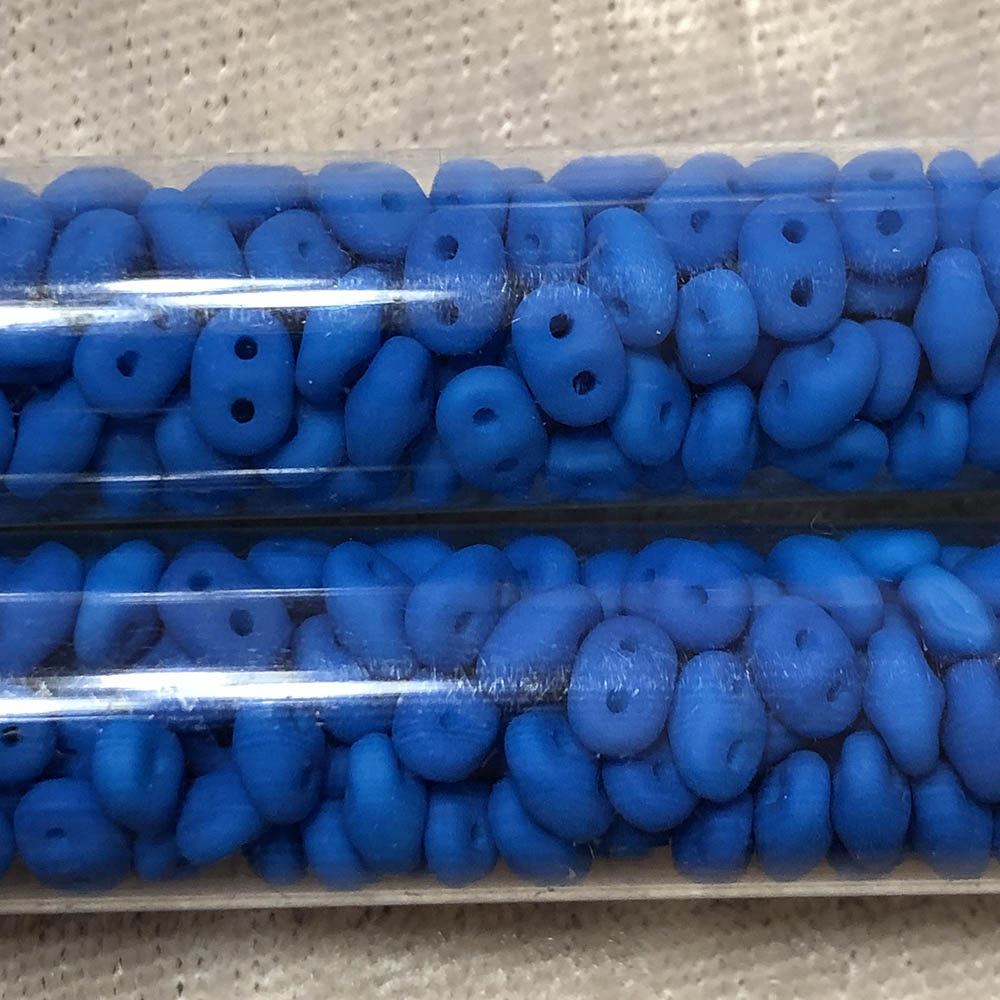 2.5 x 5mm Neon Turquoise Duets Czech Glass 2-Hole Seed Beads