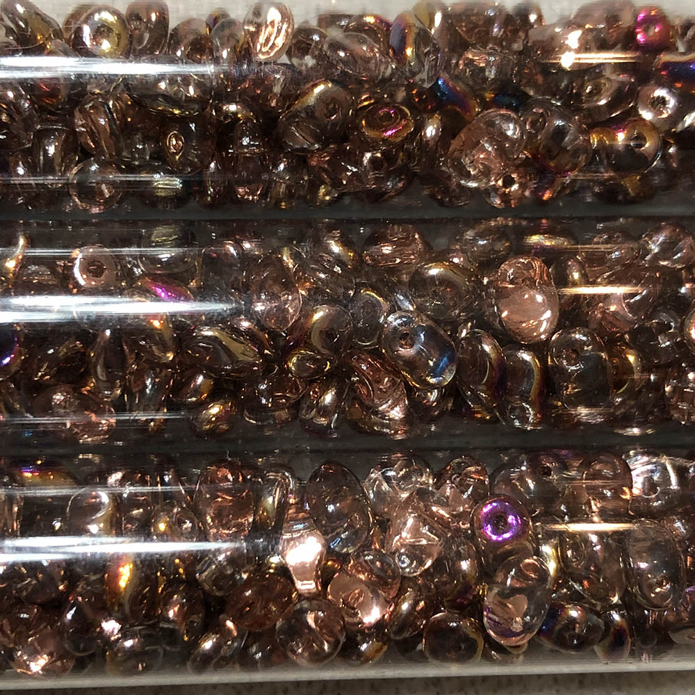 2.5 x 5mm Crystal Copper Rainbow SuperUno Czech Glass 1-Hole Seed Beads