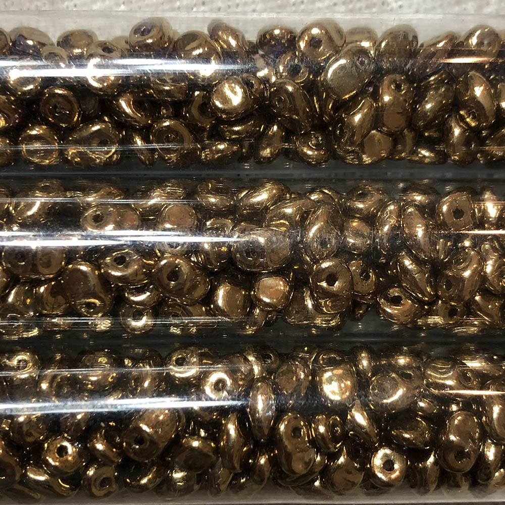 2.5 x 5mm Lustre Gold SuperUno Czech Glass 1-Hole Seed Beads