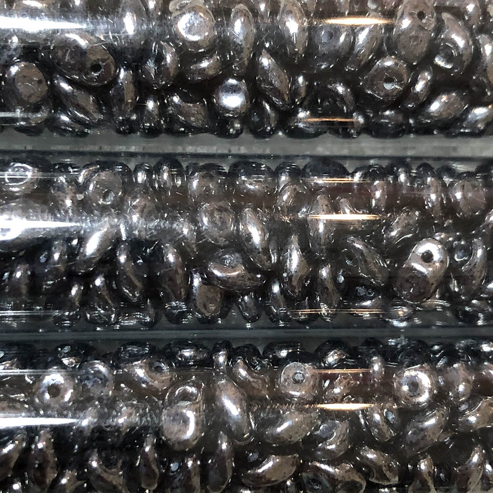 2.5 x 5mm Jet Hematite SuperUno Czech Glass 1-Hole Seed Beads