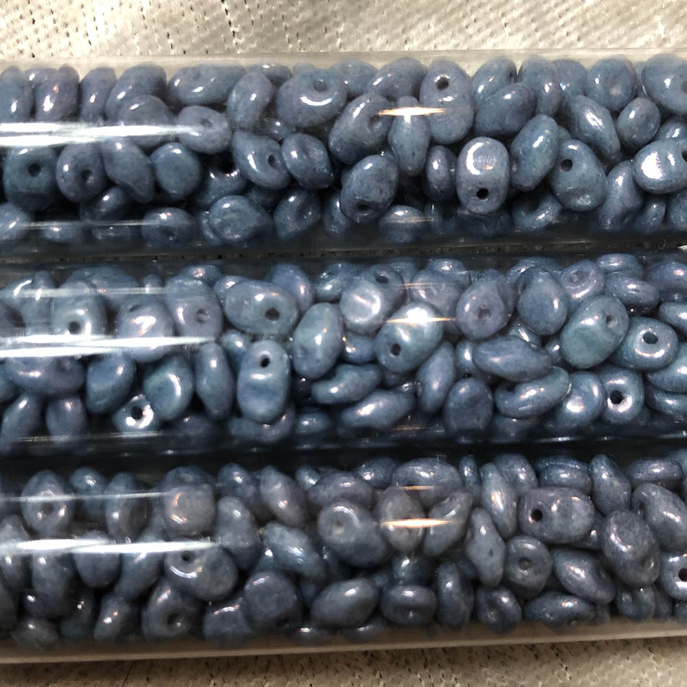 2.5 x 5mm Blue Lustre SuperUno Czech Glass 1-Hole Seed Beads