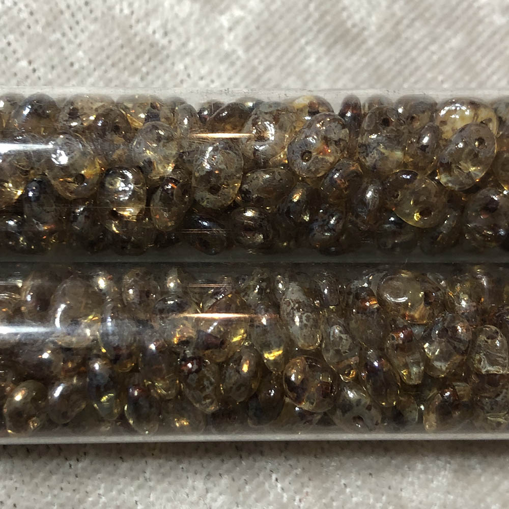 2.5 x 5mm Crystal Picasso SuperUno Czech Glass 1-Hole Seed Beads