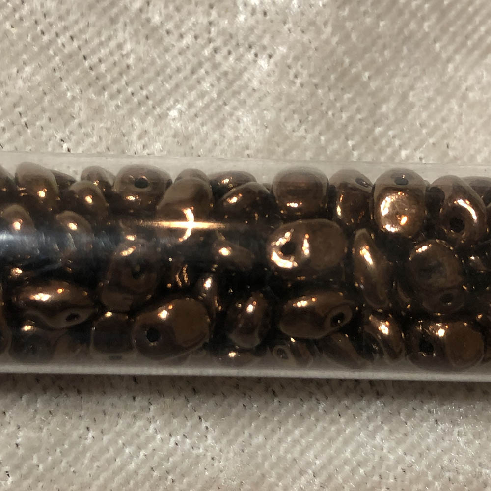 2.5 x 5mm Jet Bronze SuperUno Czech Glass 1-Hole Seed Beads