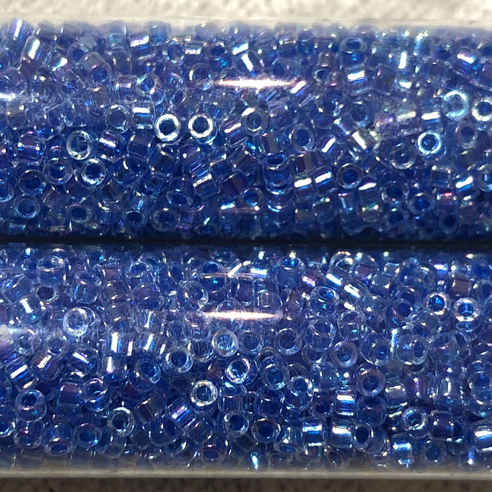 Colorlined Blue AB 077 Japanese Glass Delica Beads