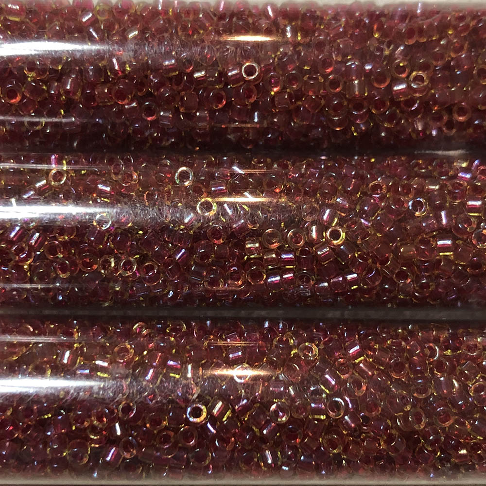 Cranberry Lined Light Topaz Luster 0282 Japanese Glass Delica Beads