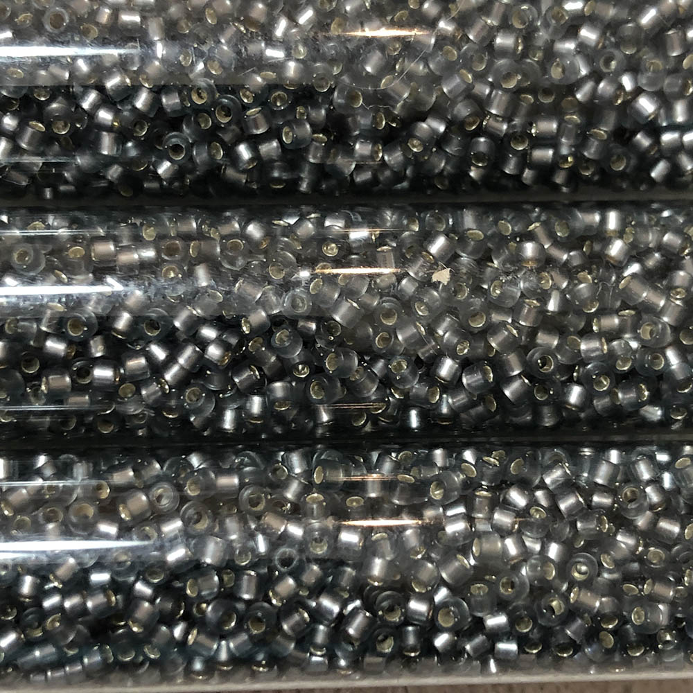 Transparent Silver Lined Dark Gray 0697 Japanese Glass Delica Beads