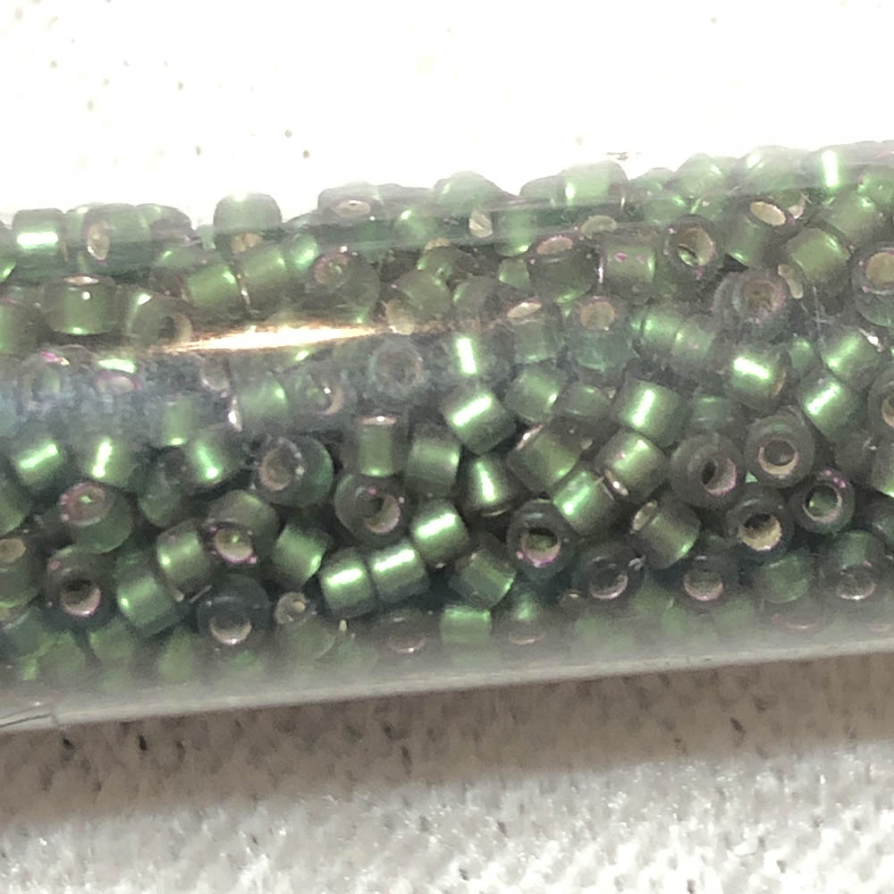 Silver Lined Leaf Green Semi-Matte 0690 Japanese Glass Delica Beads