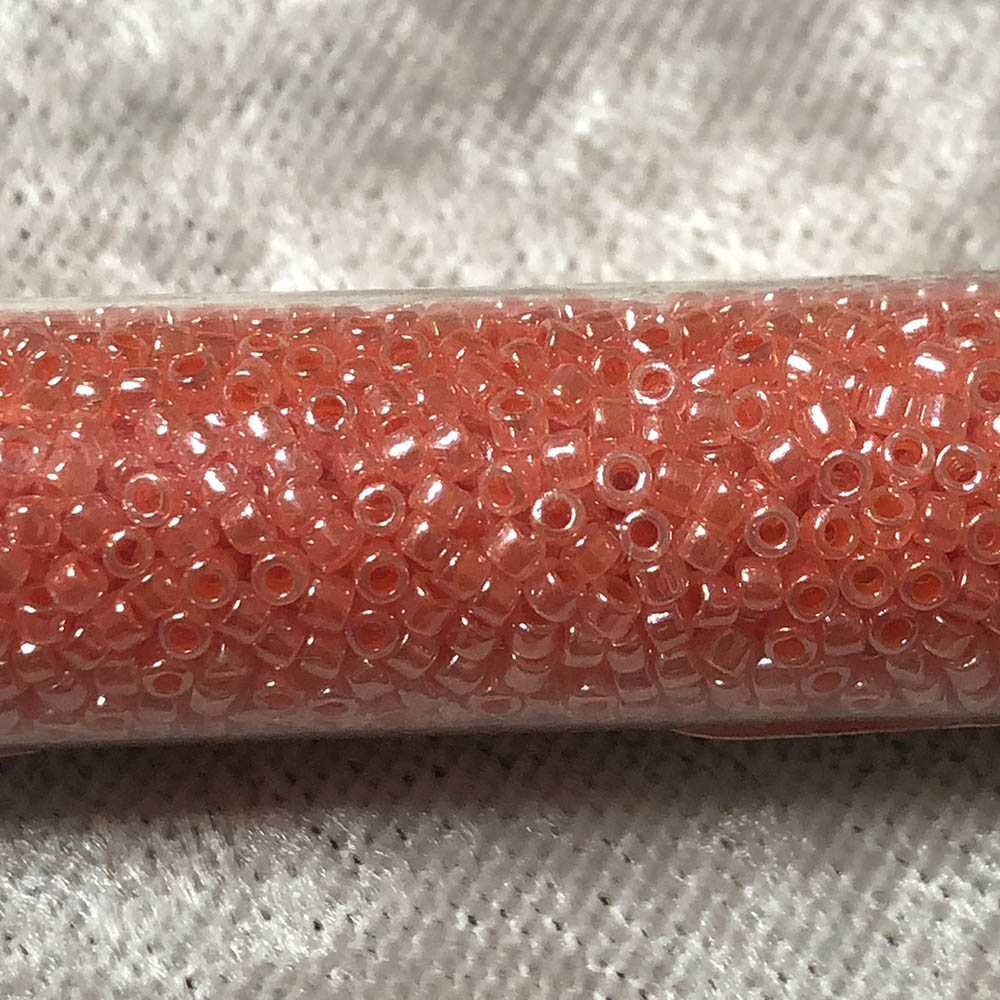 Salmon Lined Ceylon Crystal 0235 Japanese Glass Delica Beads