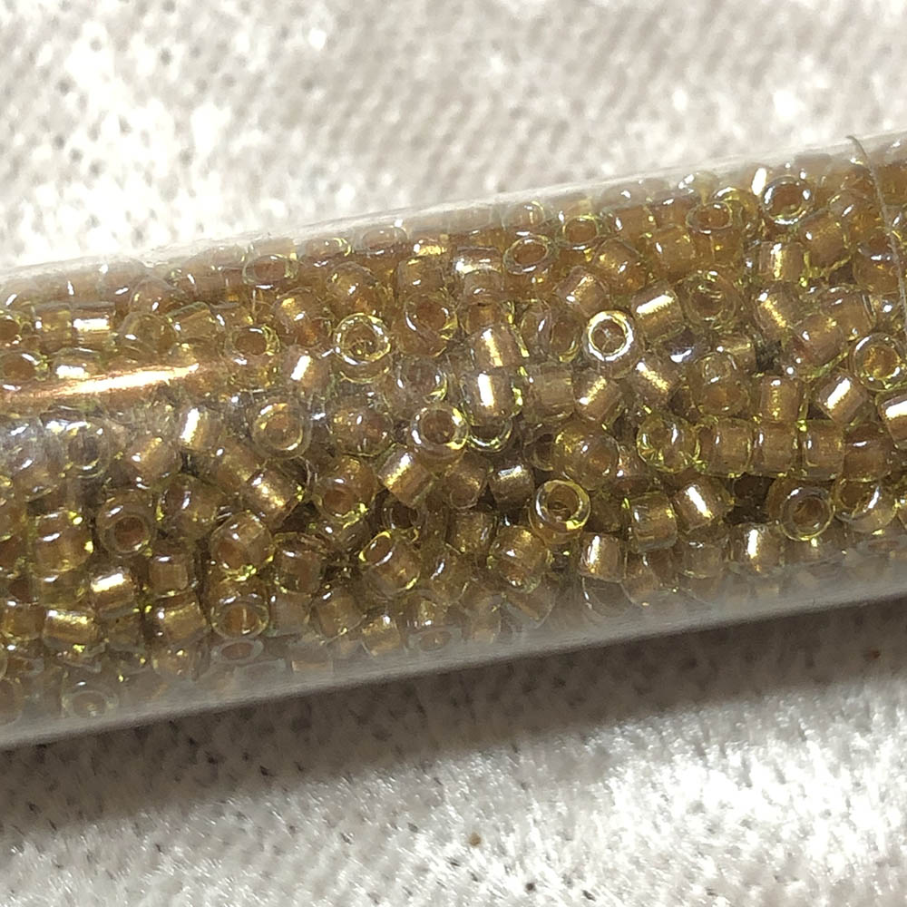 Sparkling Honey Beige Line Chartreuse 0909 Japanese Glass Delica Beads