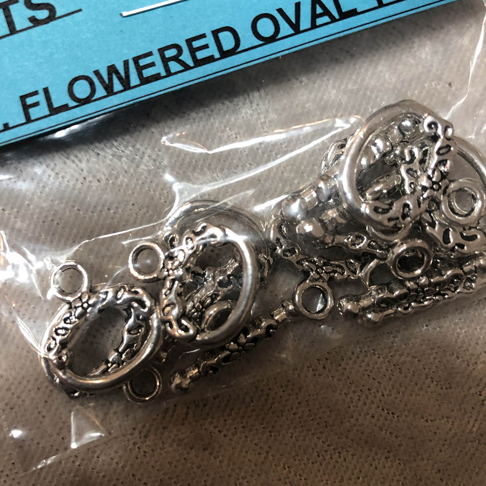 Pewter Flowered Oval Toggles