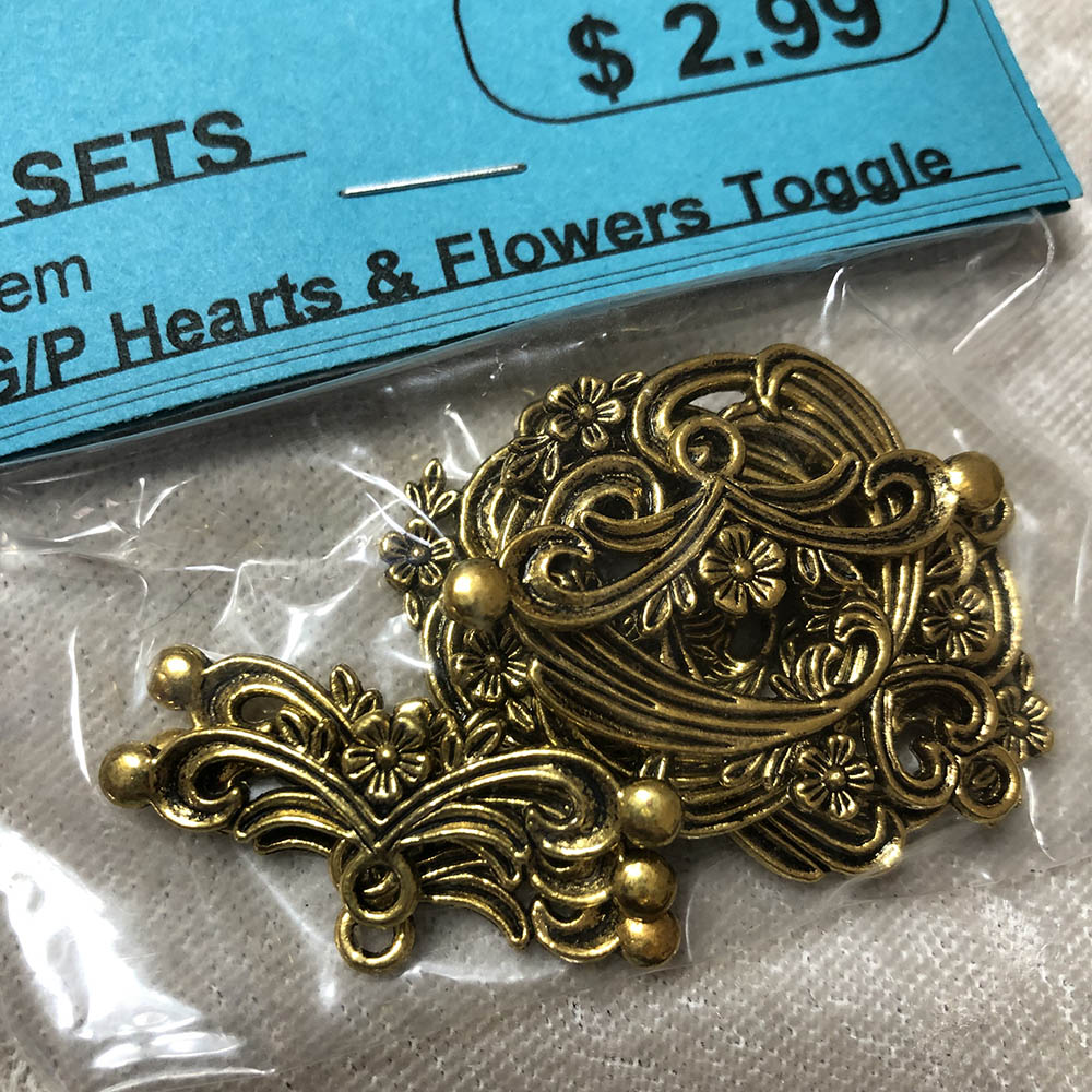 Gold Plated Hearts & Flowers Toggle